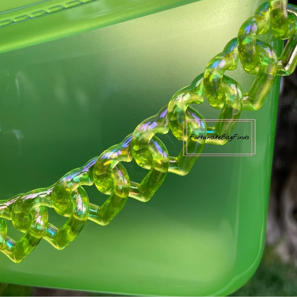 TRIPLE HEARTS Slime Green Jelly Resin Bag Strap Novelty Bag Strap Kawaii Y2K - Picture 4 of 11